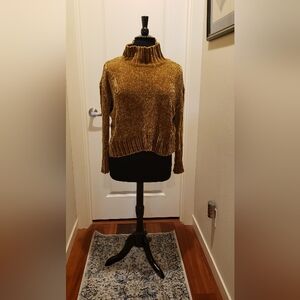 Chelsea & Theodore Women's Chenille Cowl Neck Sweater - Gold